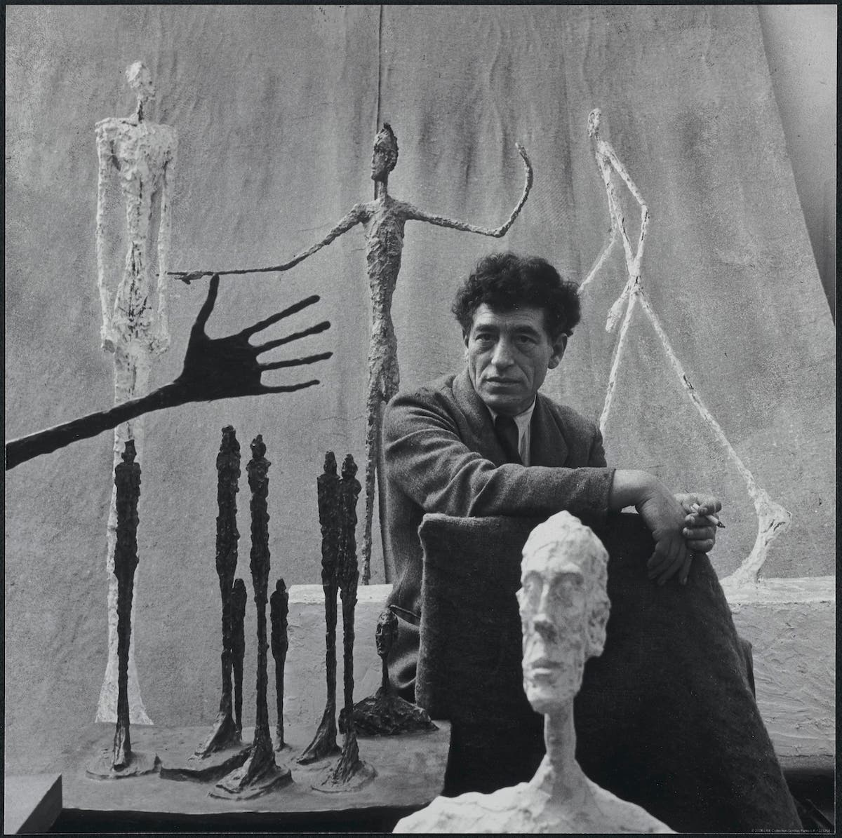 Gordon Parks, Alberto Giacometti in His Studio, c. 1951, silver print on paper, Archives, Fondation Giacometti. Courtesy of and © The Gordon Parks Foundation