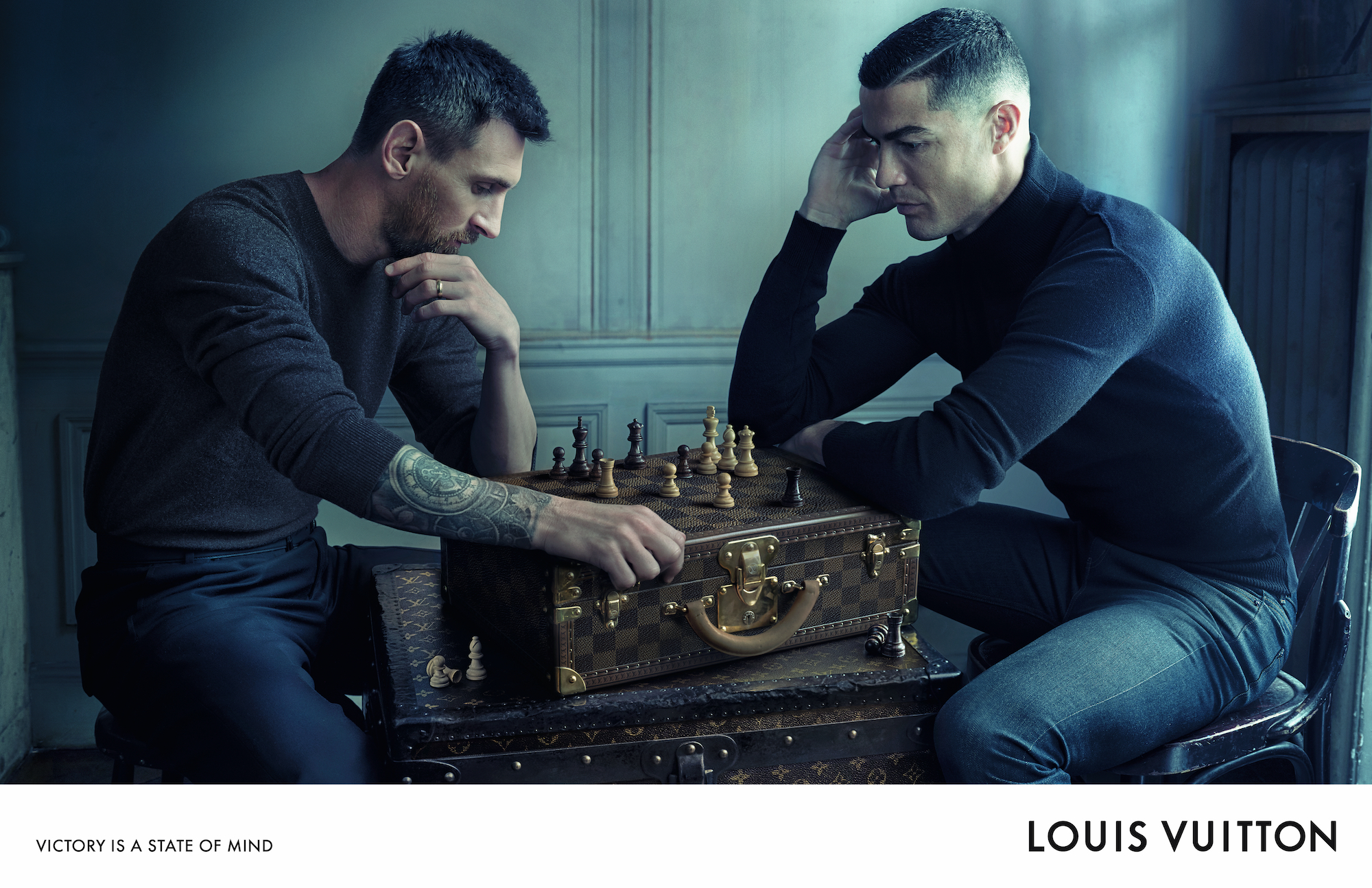 Louis Vuitton &quot;Victory is a state of mind,&quot; starring Cristiano Ronaldo and Lionel Messi, photographed by Annie Leibovitz