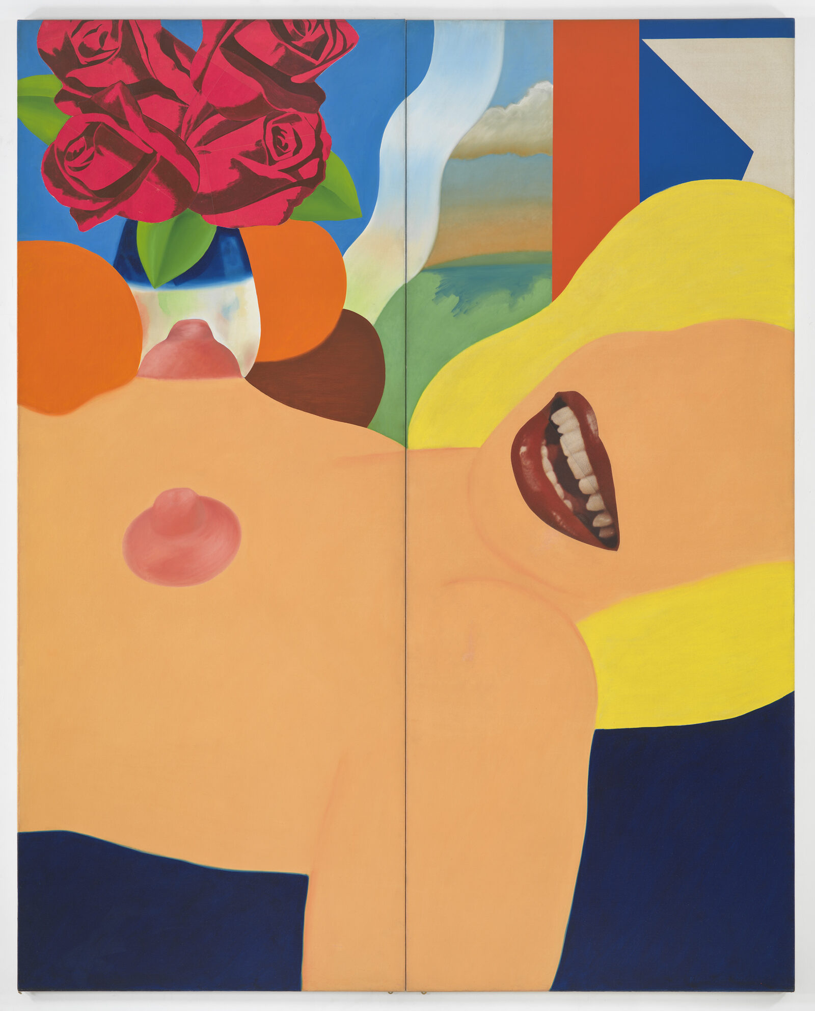 Tom Wesselmann
Great American Nude #53, 1964
Oil and printed reproductions on canvas
120 x 96 inches (304.8 x 243.8 cm)
© The Estate of Tom Wesselmann/Licensed by ARS/VAGA, New York
Photo: Jeffrey Sturges
Courtesy the Estate and Gagosian